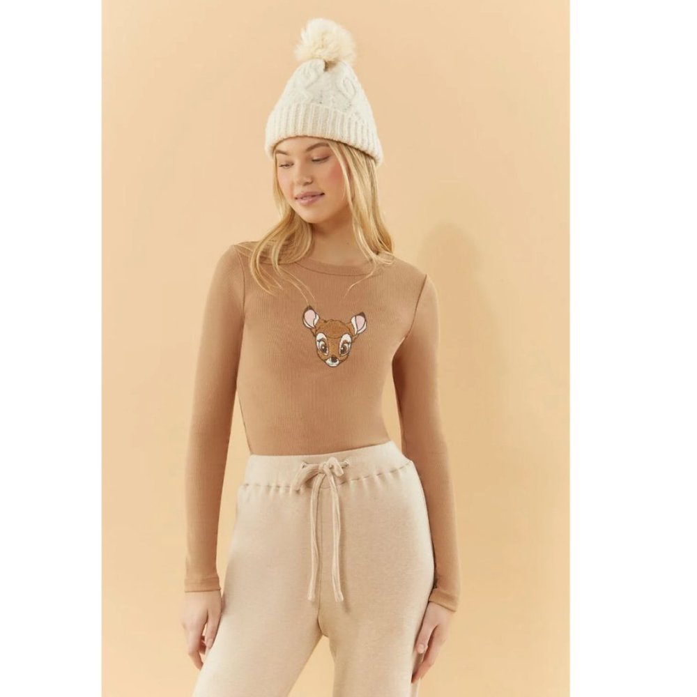 Disney Bambi Patch Knit Long Sleeve Top